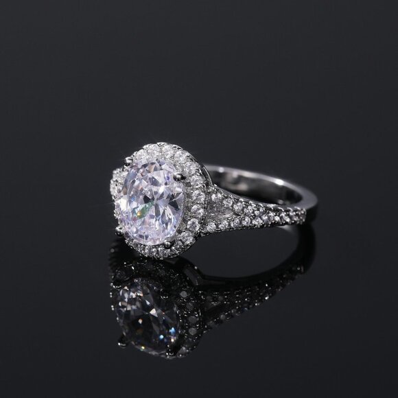 🔥Beautiful Oval Crystal Zircon Silver Classic Wedding Ring for Women, L109 - Picture 5 of 6